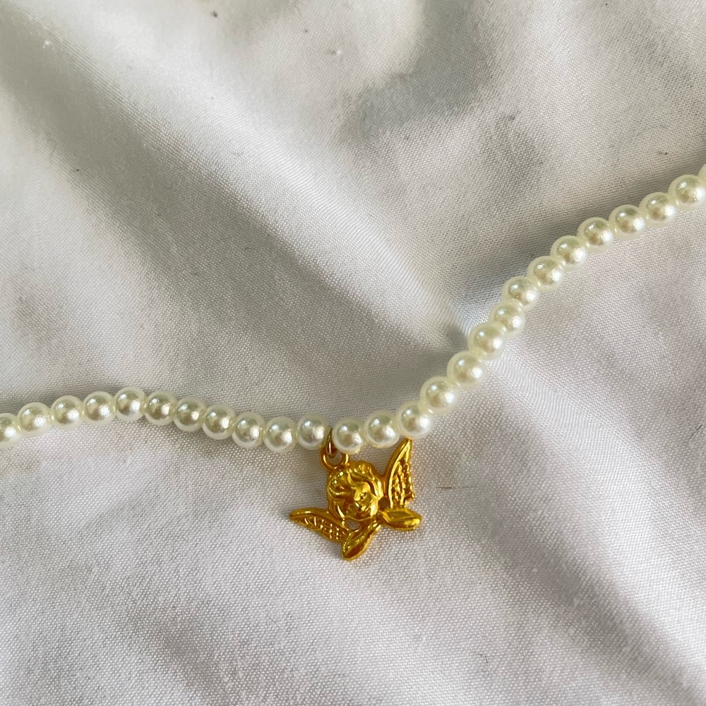 Angel Charm Pearl Necklace